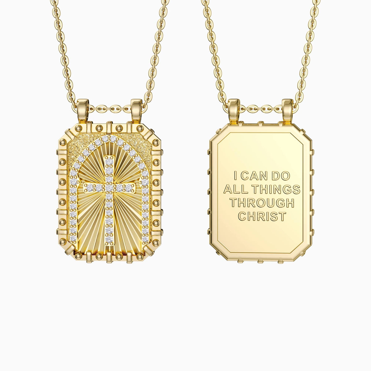 I Can Do All Things Through Christ Cross Engraved Necklace