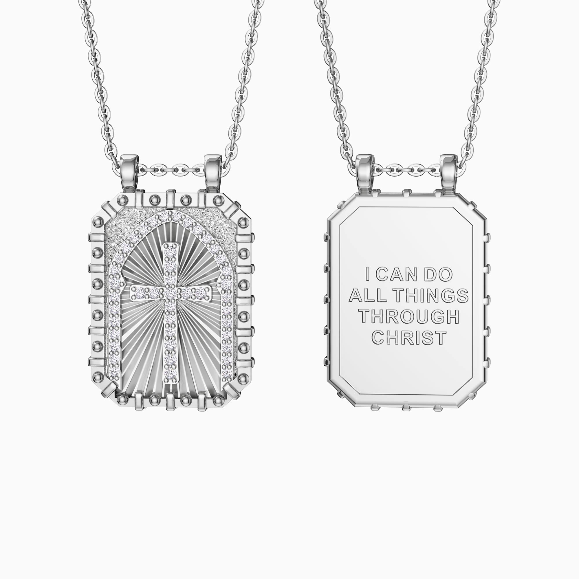 I Can Do All Things Through Christ Cross Engraved Necklace
