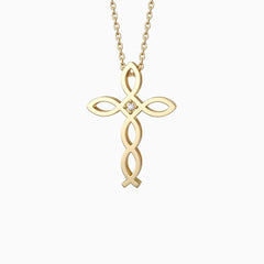 Divine Harmony Ichthys Cross Faith Protection Pendant Necklace