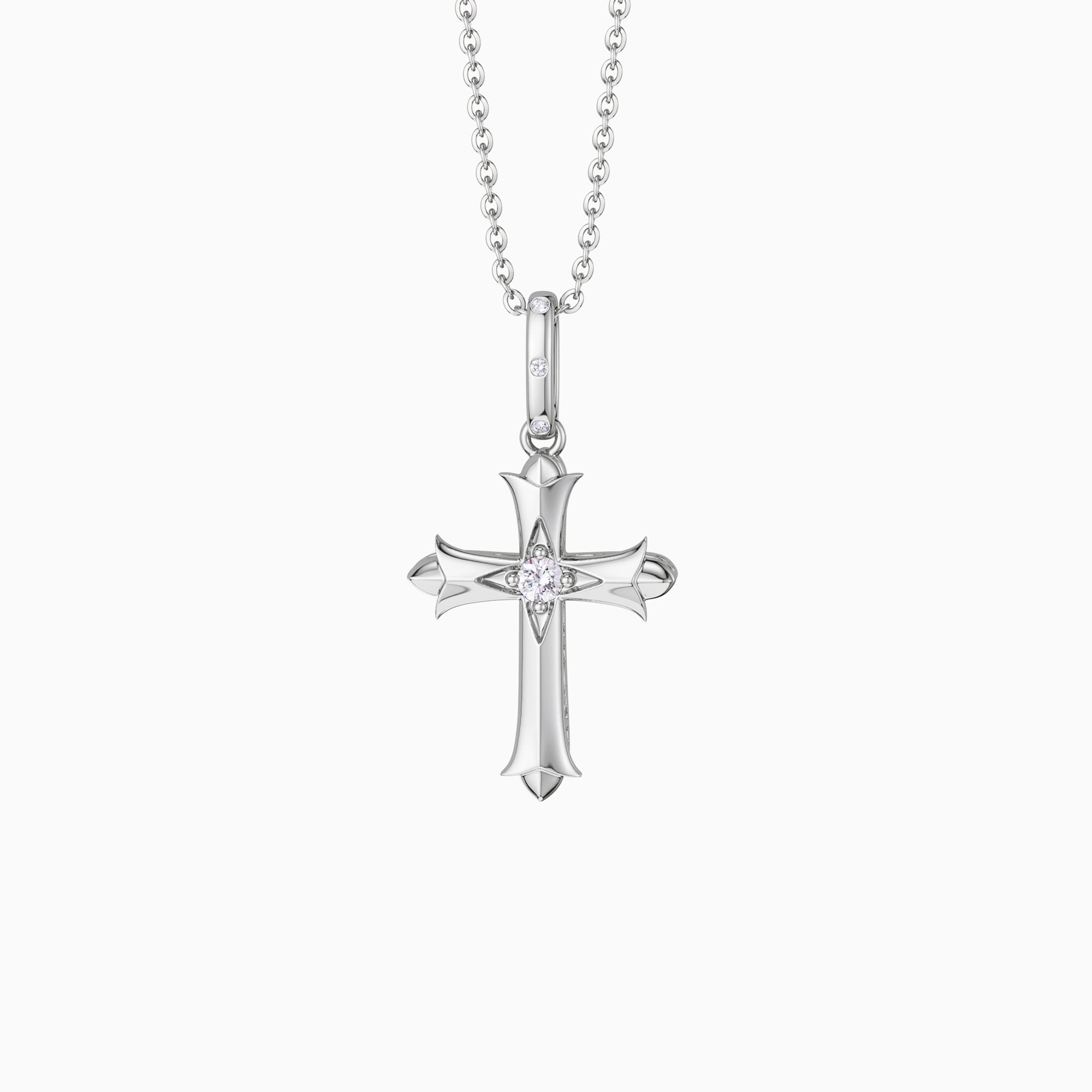 Fleur-de-Lis Ichthys Cross Pendant Necklace