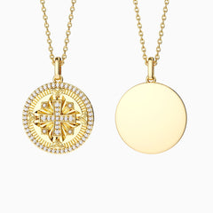 Customized Cross Protection Prayer Medallion Pendant Necklace