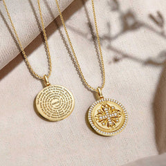 Divine Radiance Cross Protection Prayer Medallion Pendant Necklace - Gold Vermeil