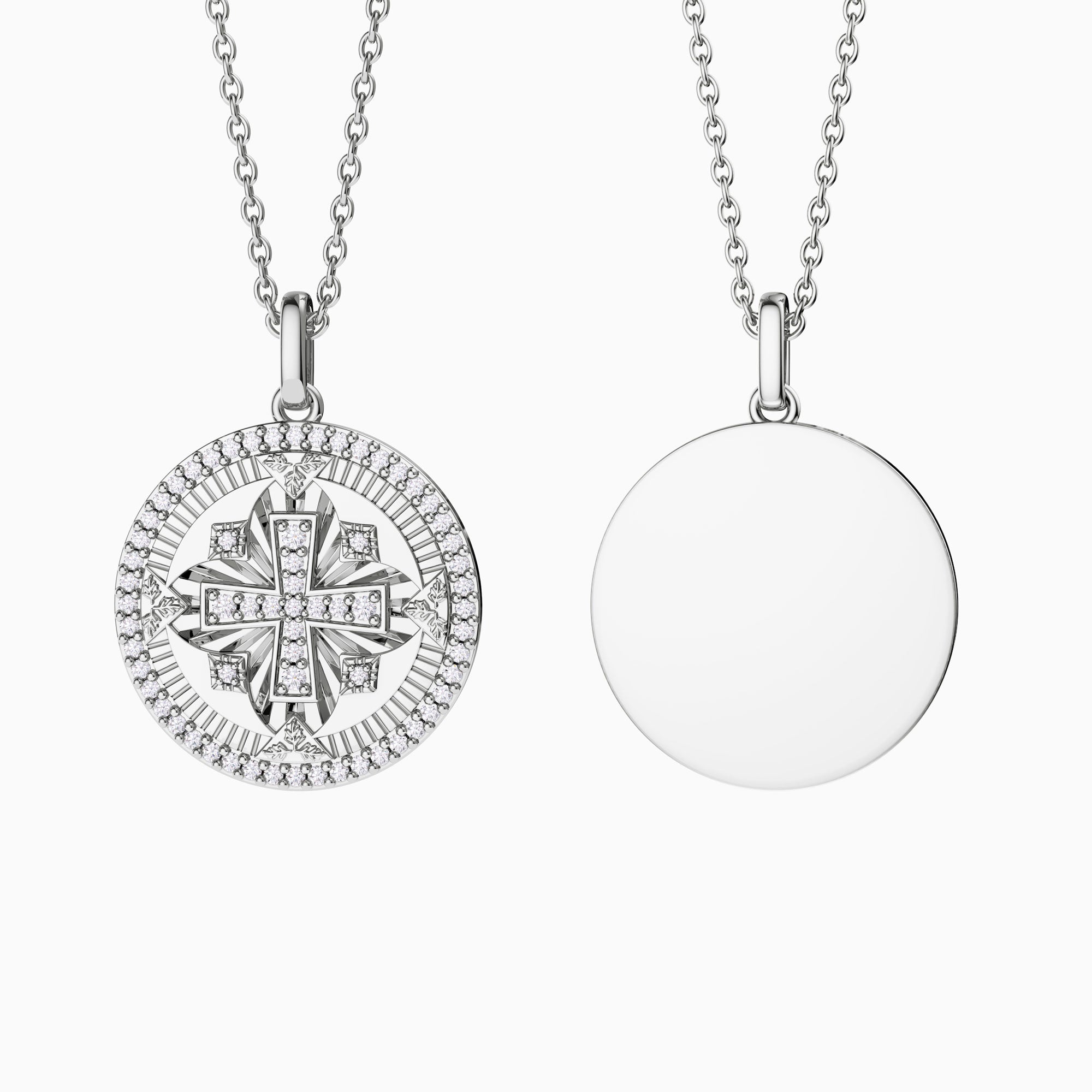 Customized Cross Protection Prayer Medallion Pendant Necklace