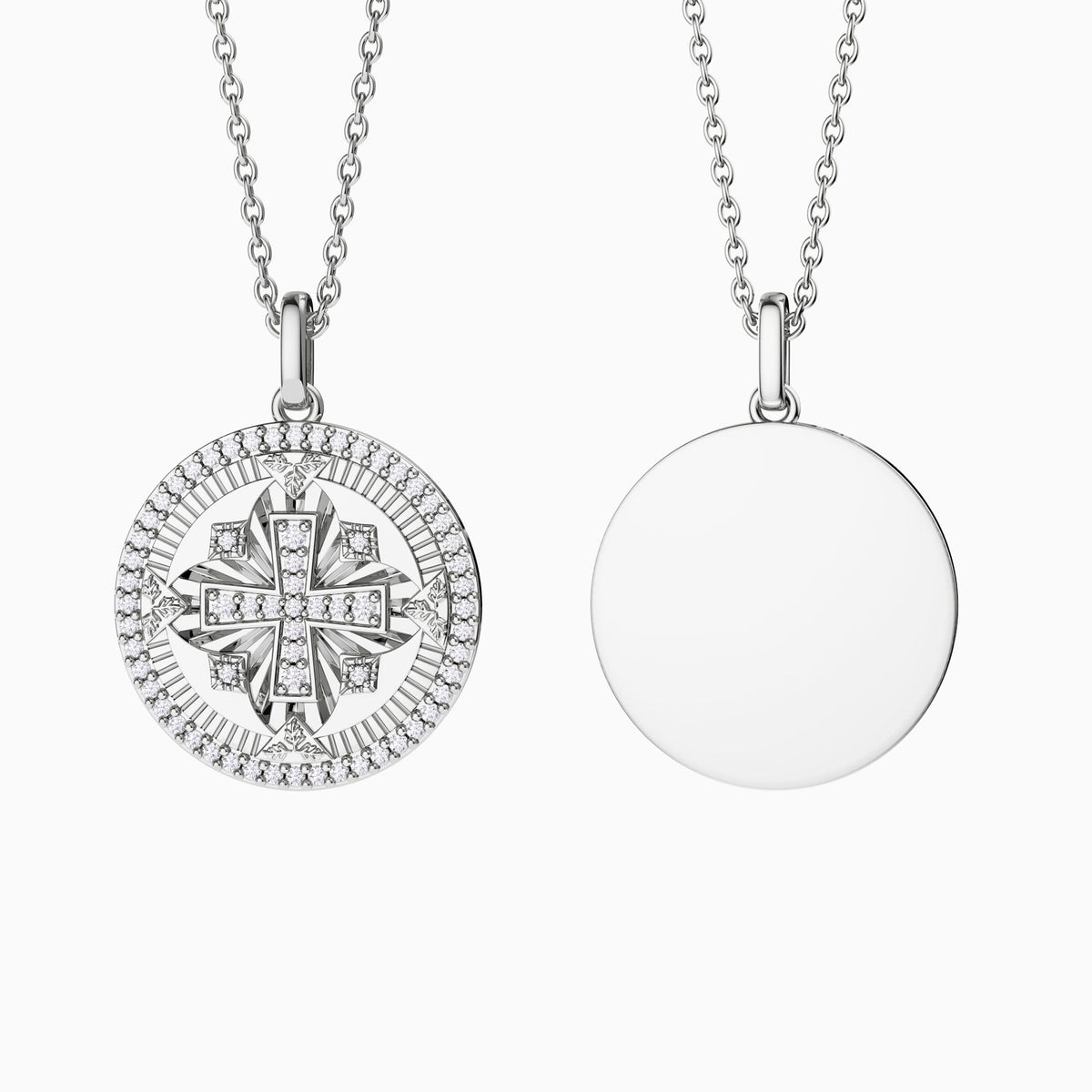 Customized Cross Protection Prayer Medallion Pendant Necklace