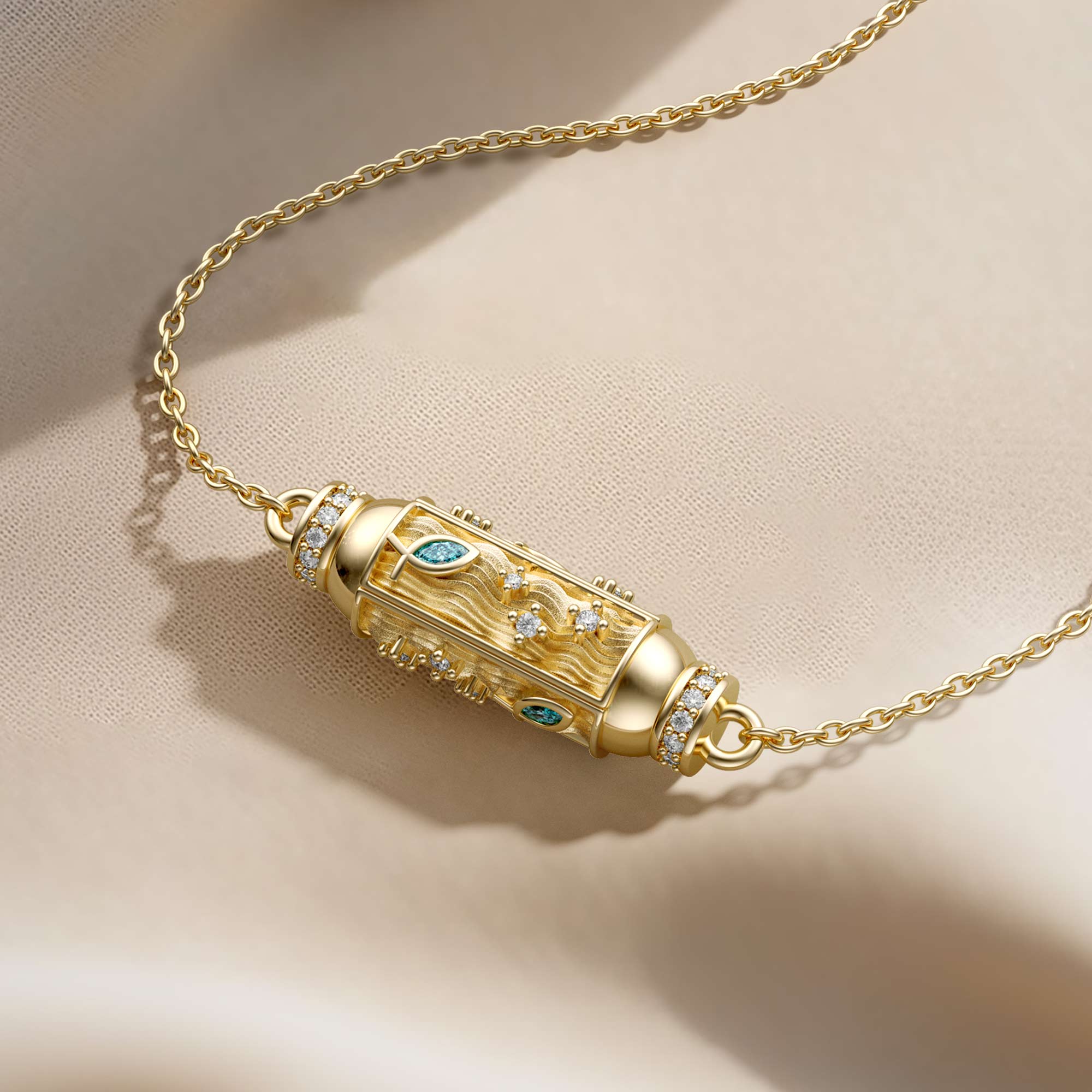 Aqua Adventures Ichthys Charm Pendant Necklace