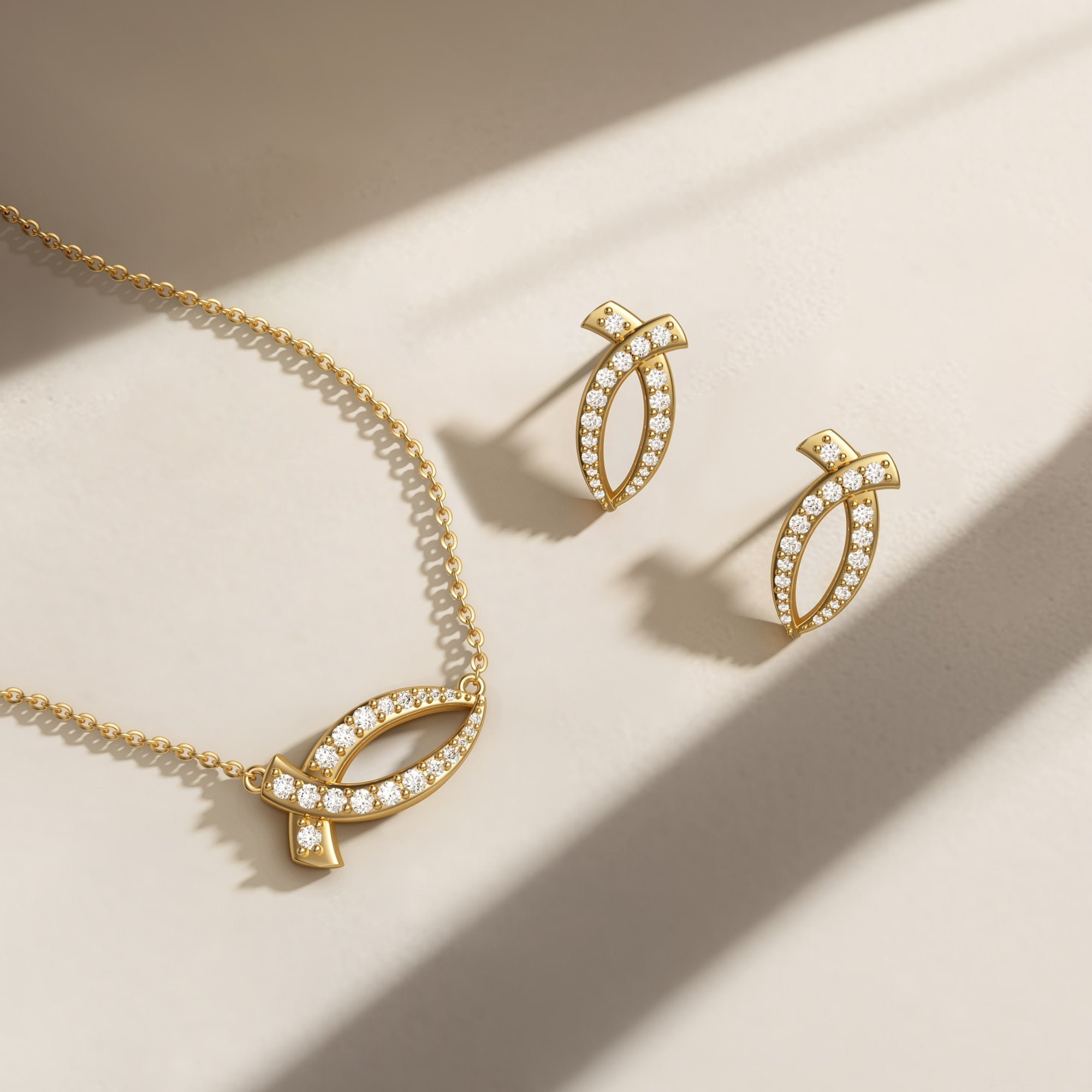 Curved Ichthys Stud Earrings