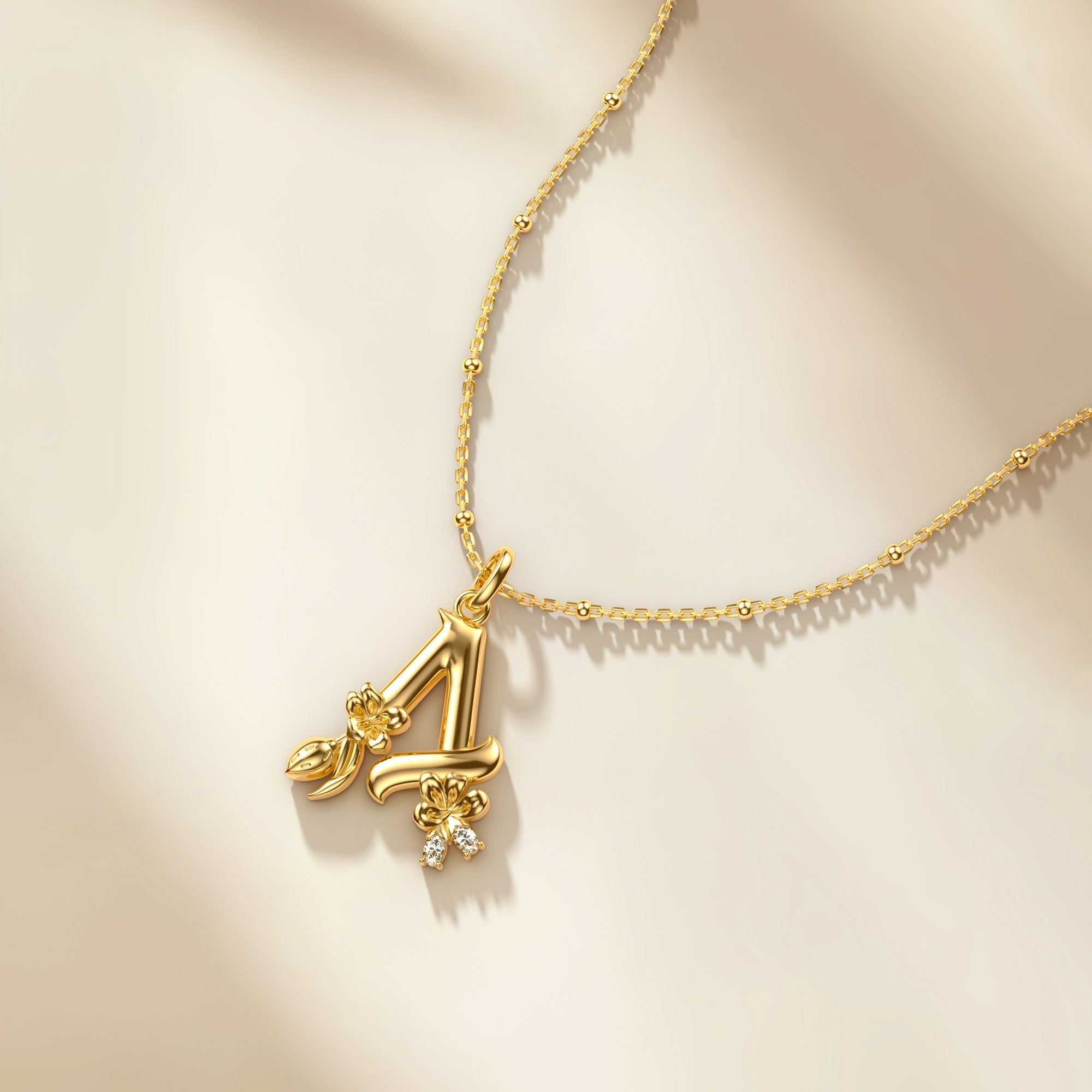 Almond Blossom Letter A Pendant Necklace