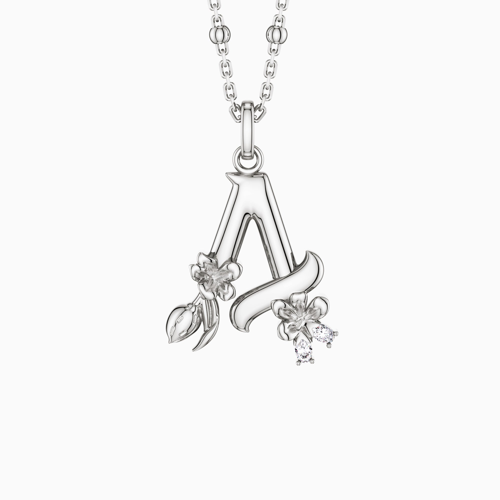 Almond Blossom Letter A Pendant Necklace