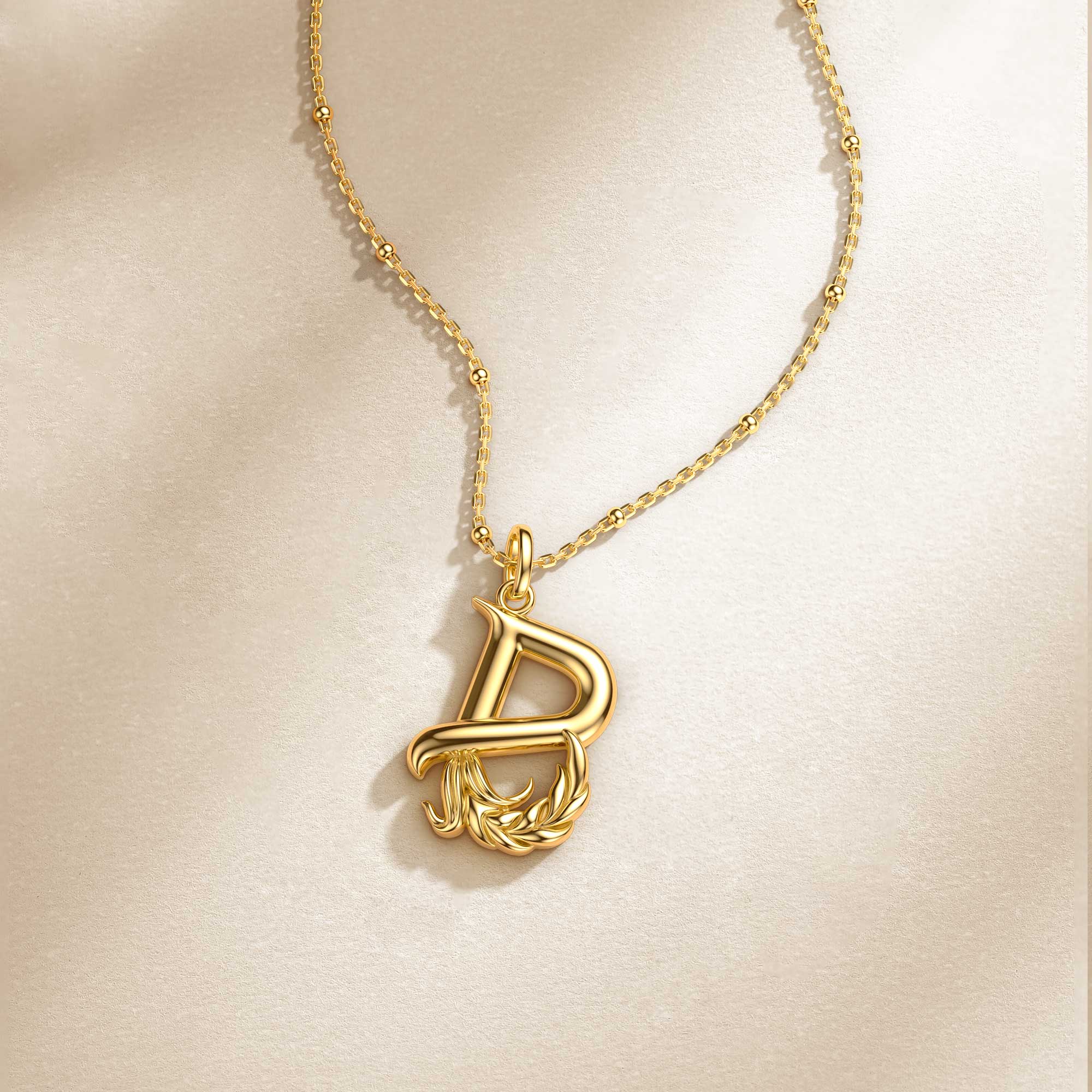 Barley Blossom Letter B Pendant Necklace