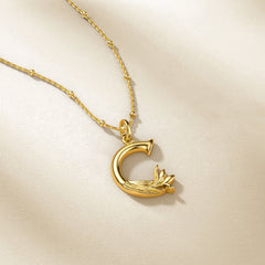 Crocus Blossom Letter C Pendant Necklace