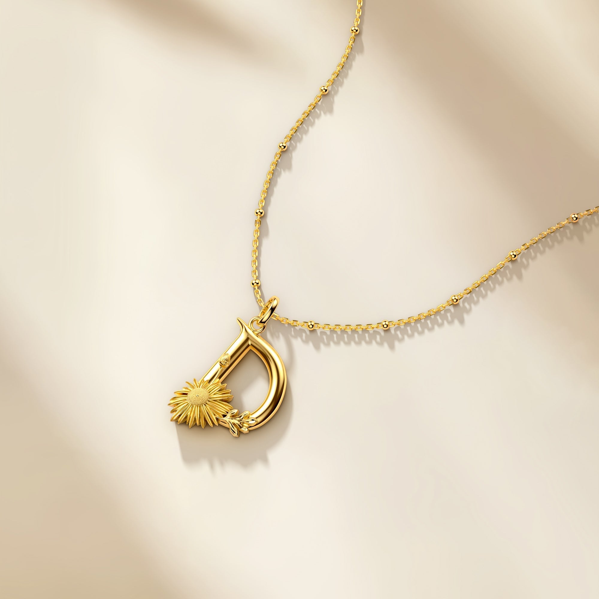 Daisy Blossom Letter D Pendant Necklace