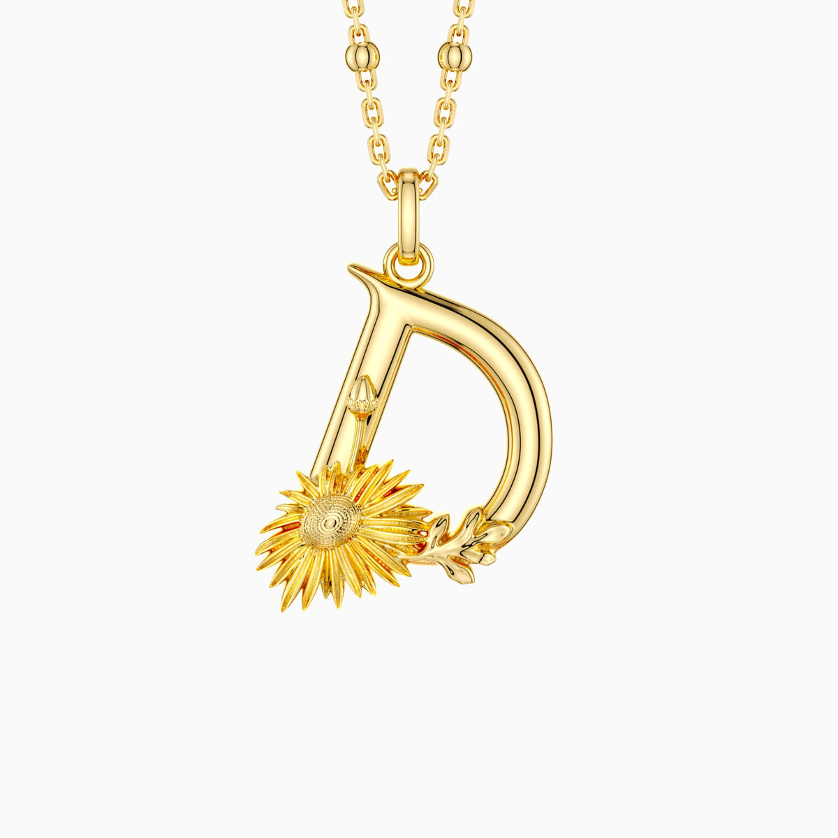 Daisy Blossom Letter D Pendant Necklace