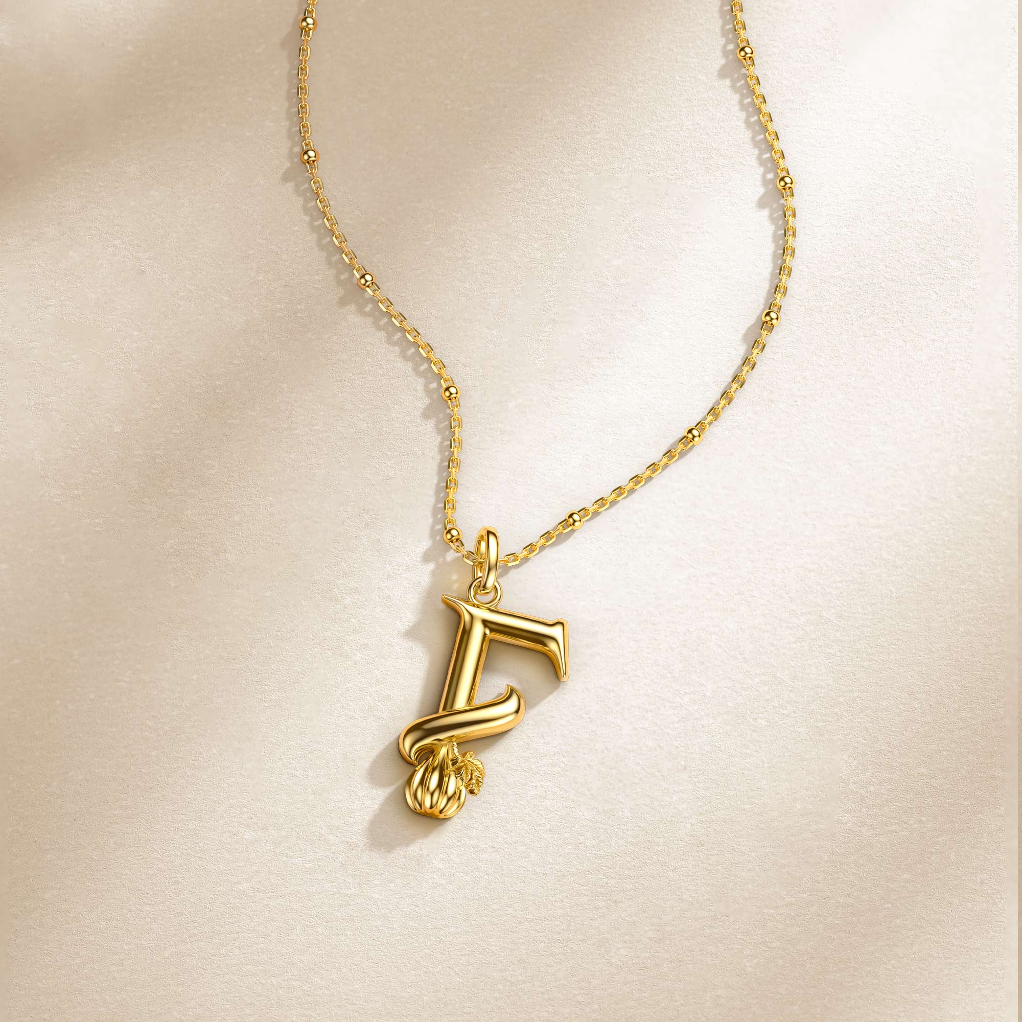 Fig Blossom Letter F Pendant Necklace
