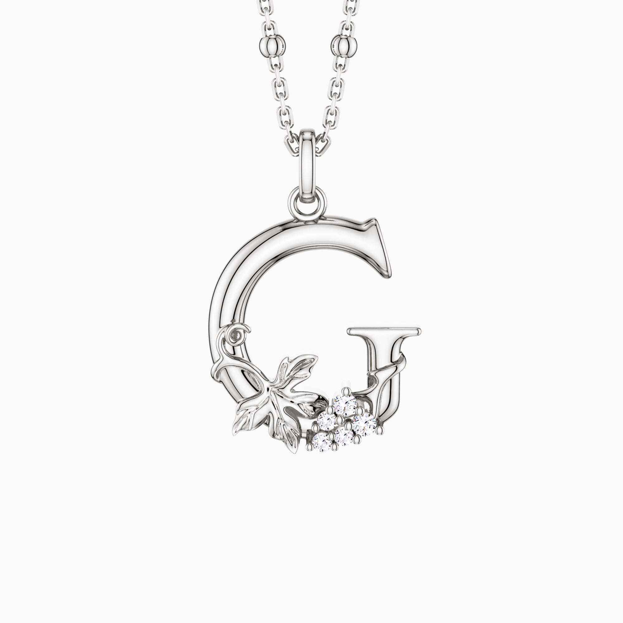Grape Blossom Letter G Pendant Necklace