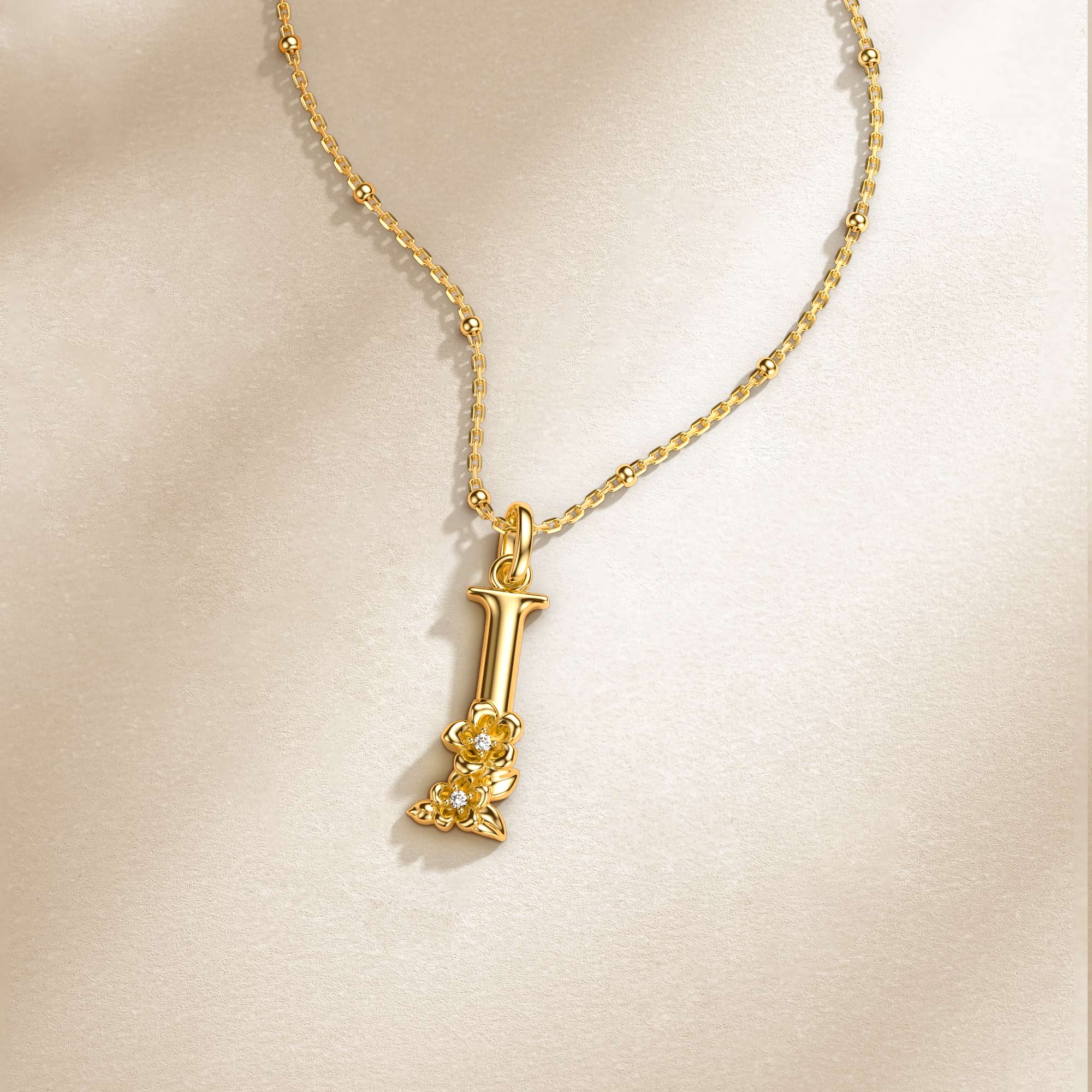 Jasmine Blossom Letter J Pendant Necklace