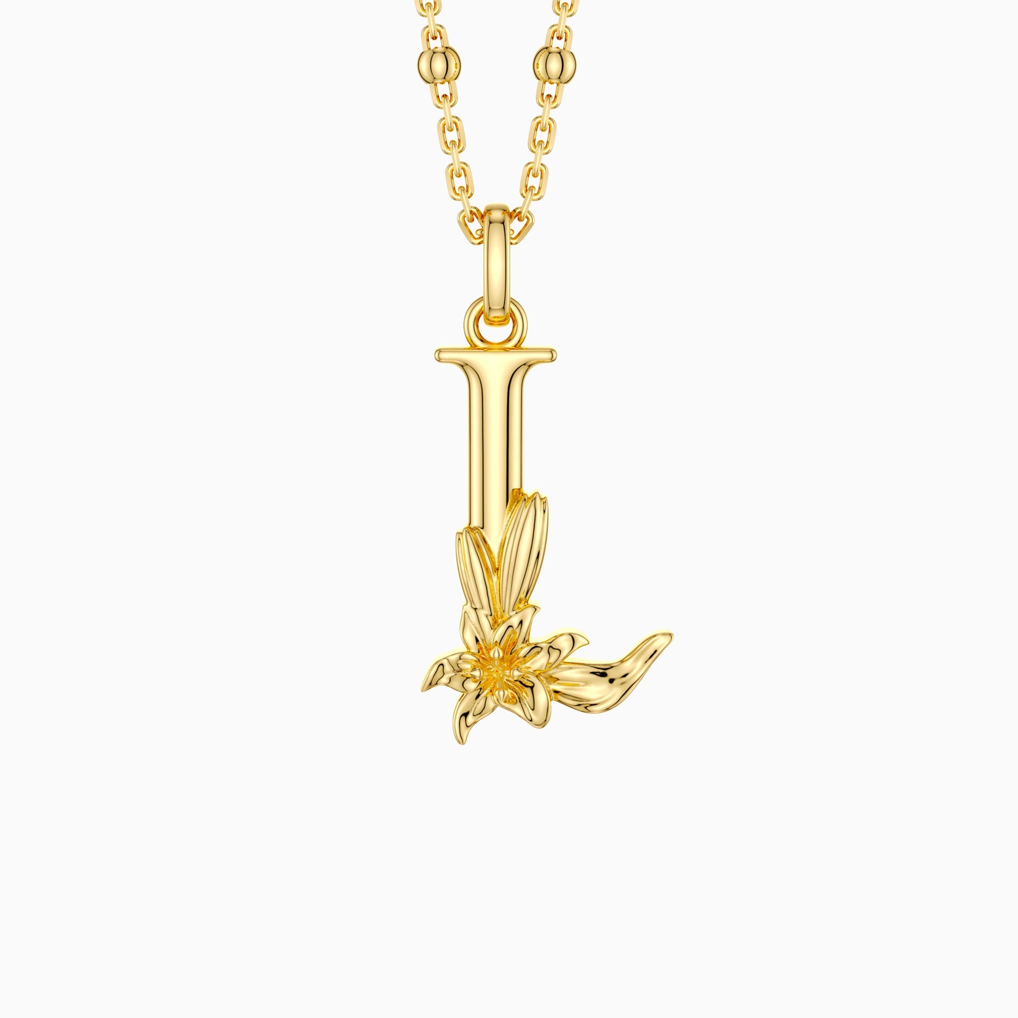 Lily Blossom Letter L Pendant Necklace