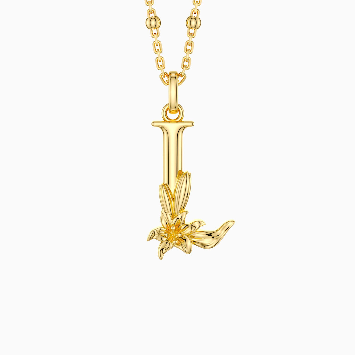 Lily Blossom Letter L Pendant Necklace