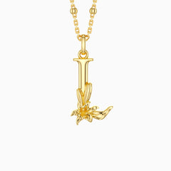 Lily Blossom Letter L Pendant Necklace