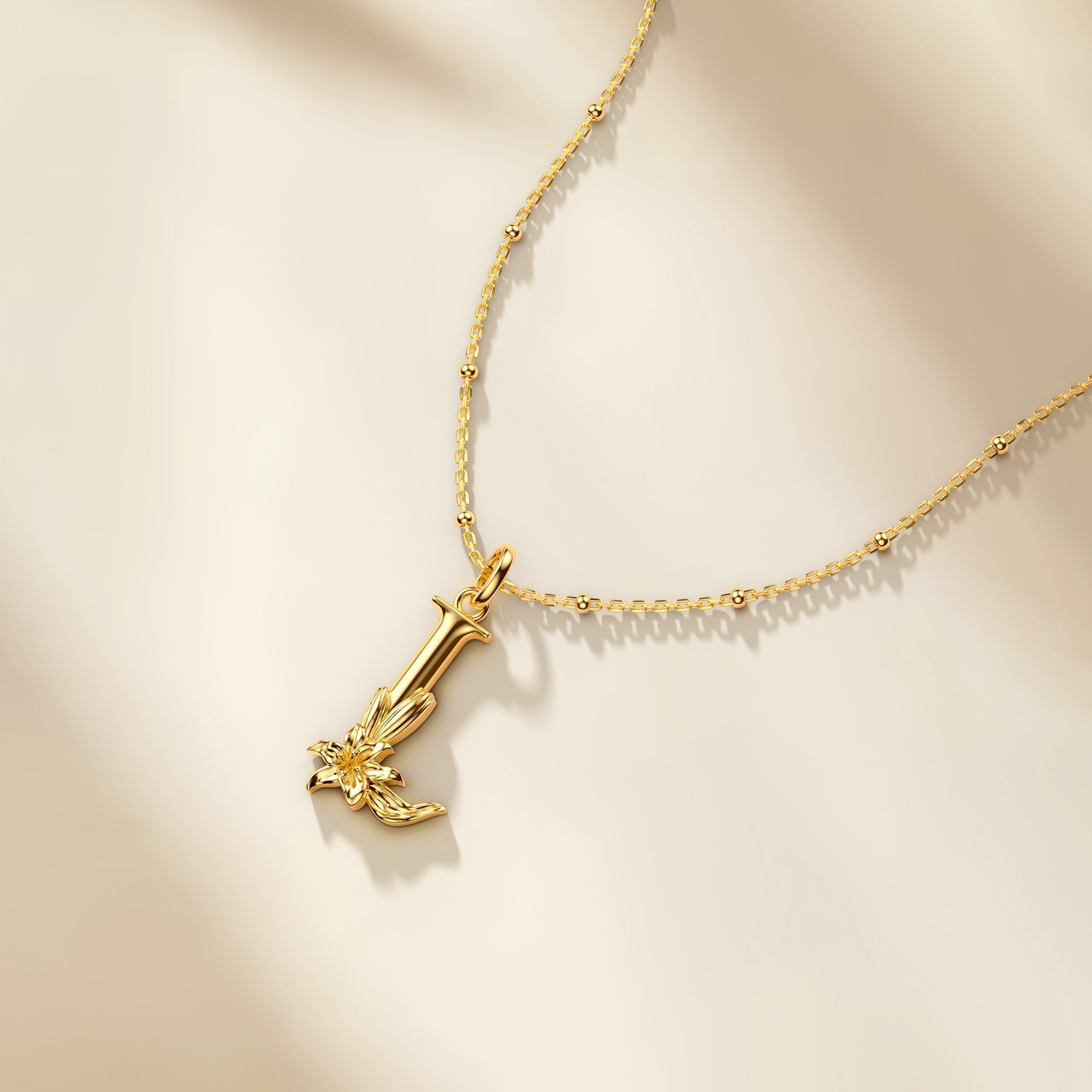 Lily Blossom Letter L Pendant Necklace