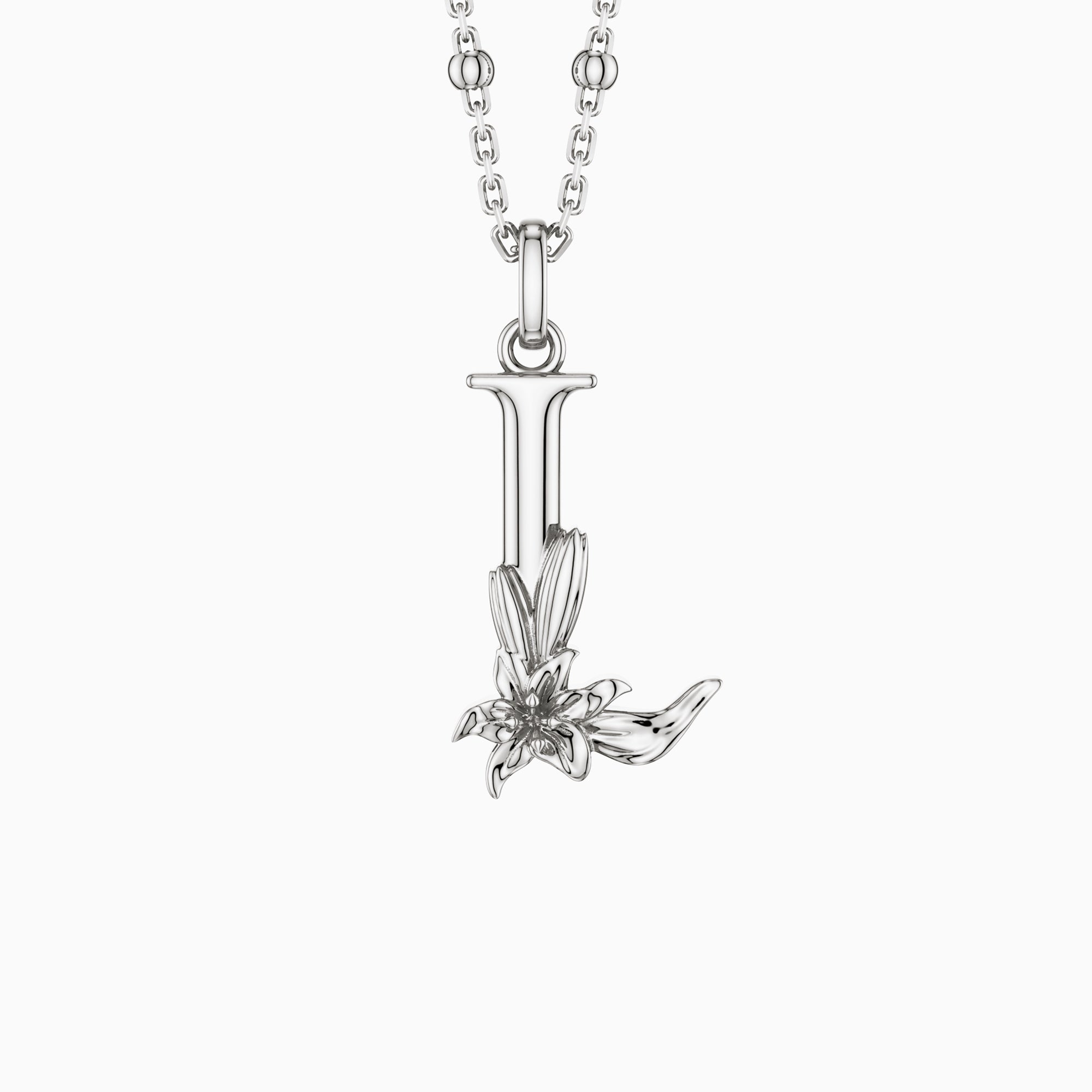 Lily Blossom Letter L Pendant Necklace