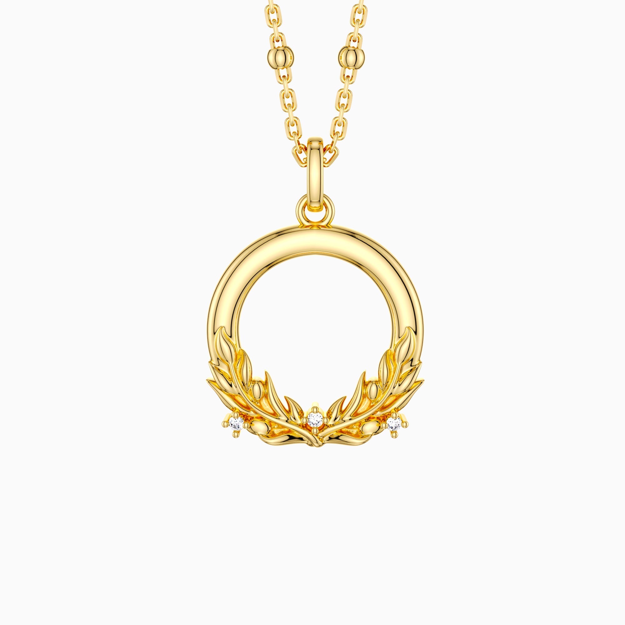 Olive Branch Blossom Letter O Pendant Necklace