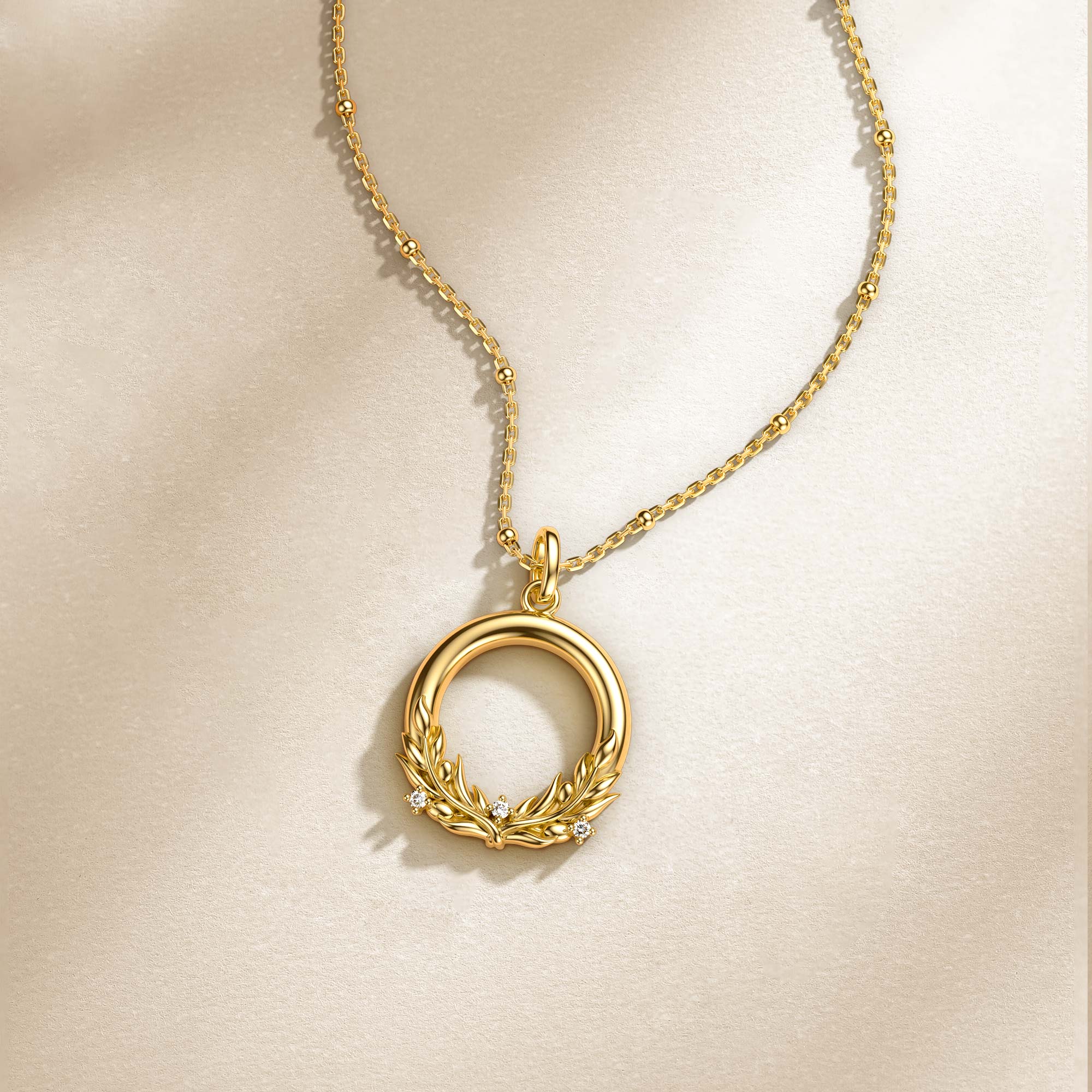 Olive Branch Blossom Letter O Pendant Necklace