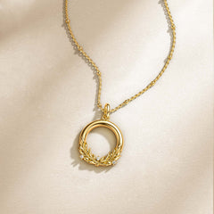 Olive Branch Blossom Letter O Pendant Necklace