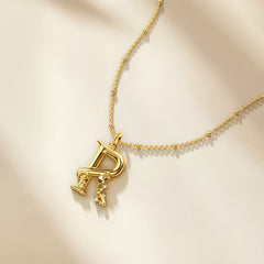Rose Blossom Letter R Pendant Necklace