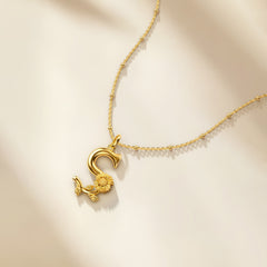 Sunflower Blossom Letter S Pendant Necklace