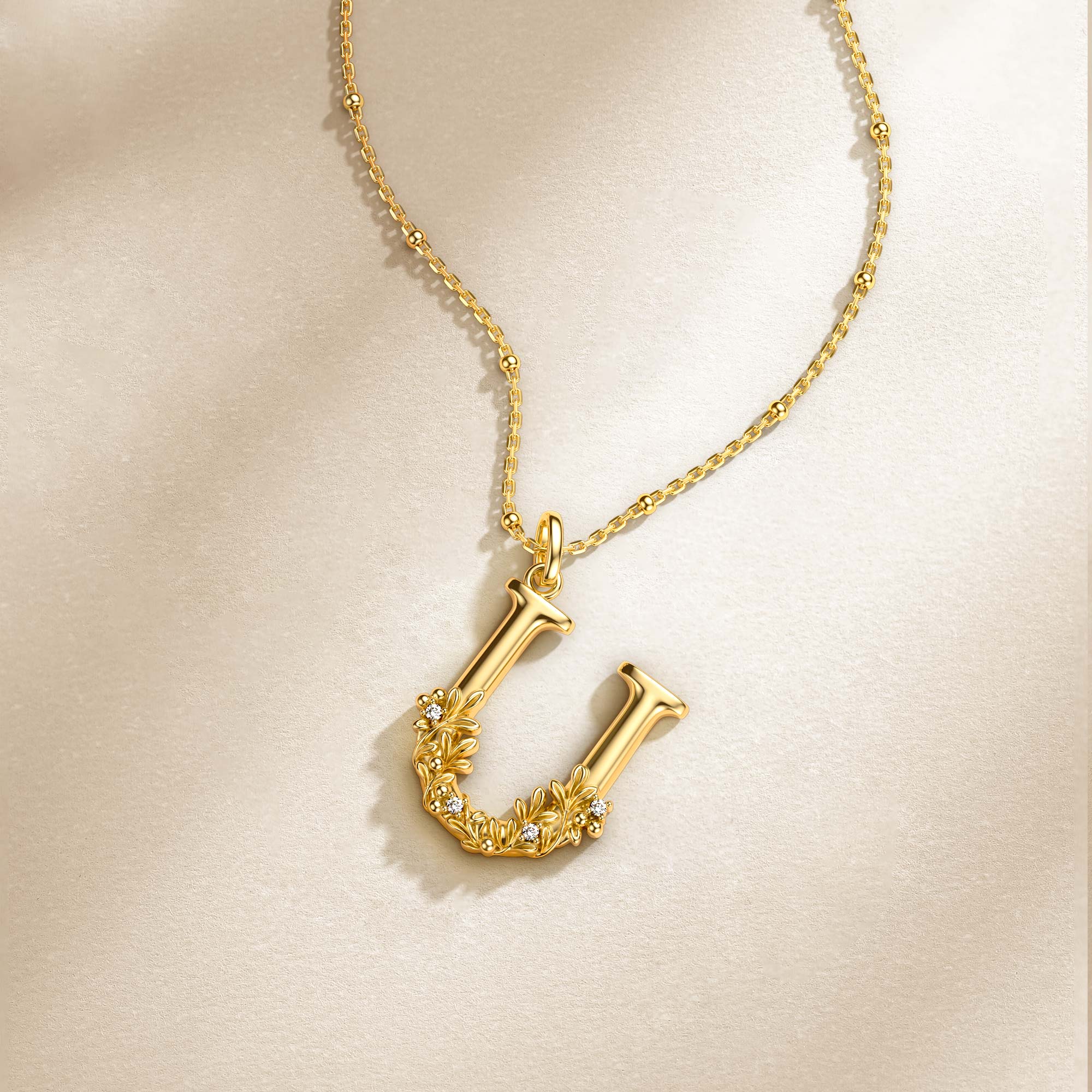 Uva Ursi Blossom Letter U Pendant Necklace