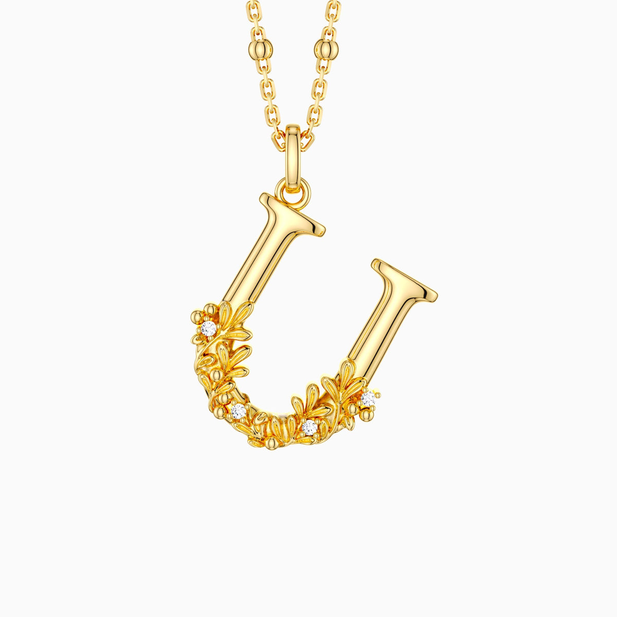 Uva Ursi Blossom Letter U Pendant Necklace
