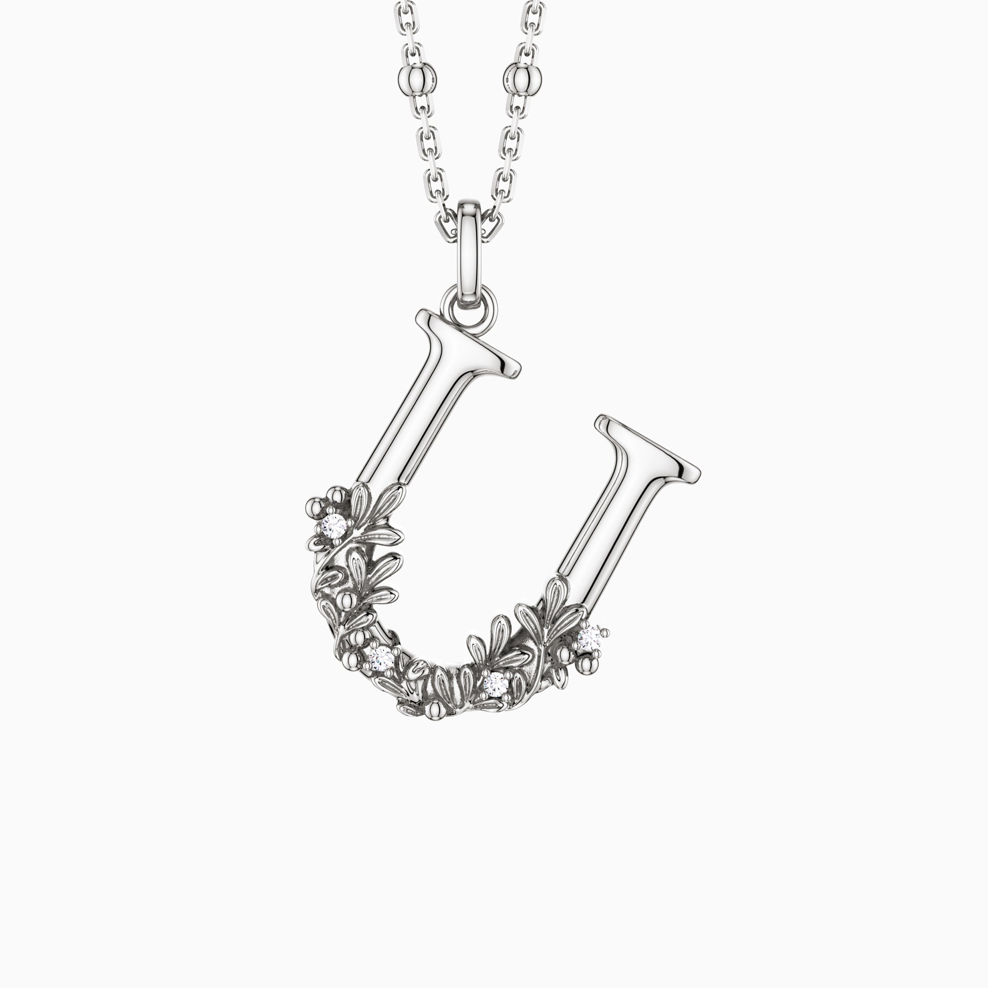 Uva Ursi Blossom Letter U Pendant Necklace