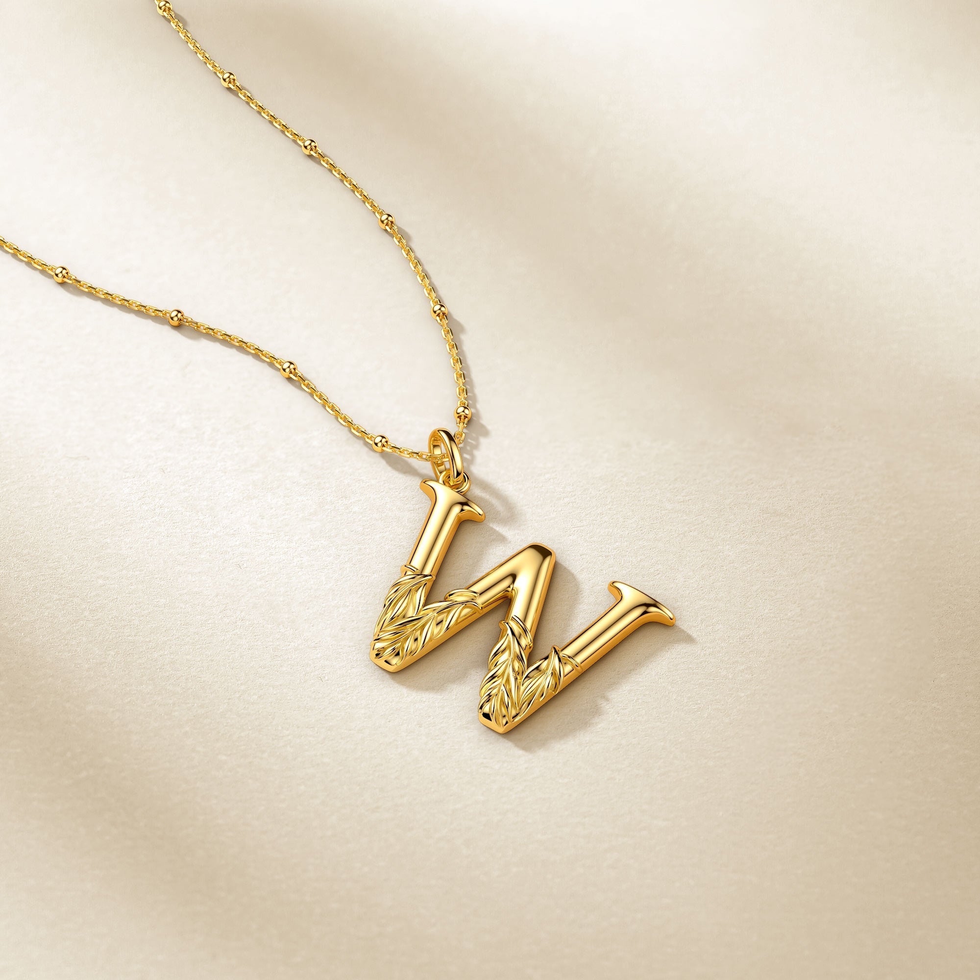 Willow Blossom Letter W Pendant Necklace
