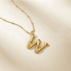 Willow Blossom Letter W Pendant Necklace