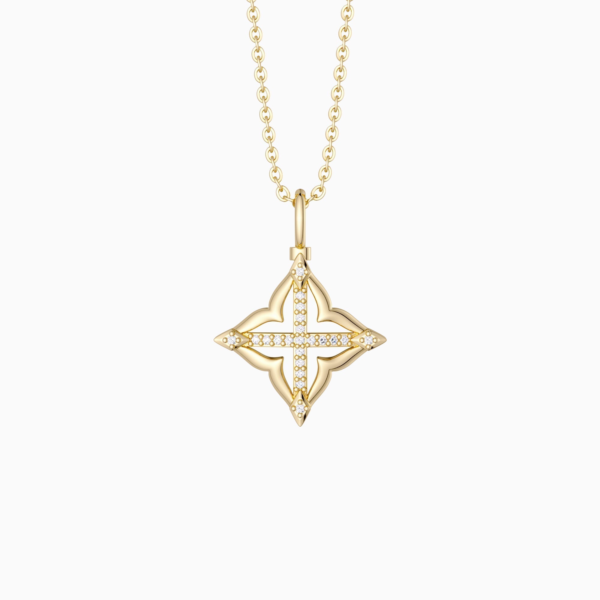 Lucky Four-Leaf Clover Cross Amulet Pendant Necklace