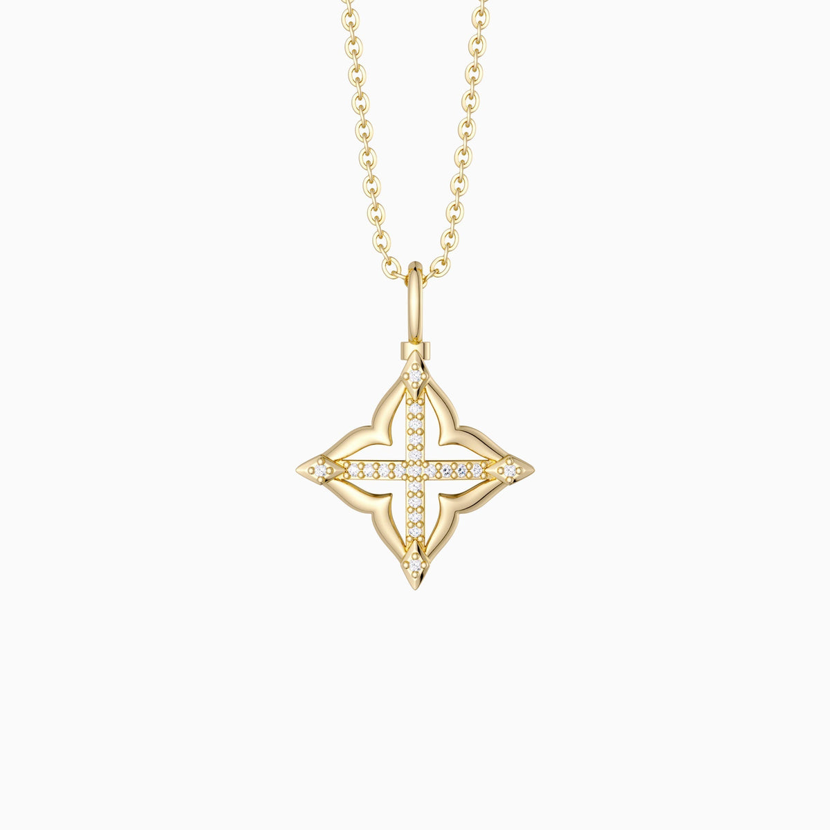 Lucky Four-Leaf Clover Cross Amulet Pendant Necklace