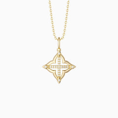 Lucky Four-Leaf Clover Cross Amulet Pendant Necklace