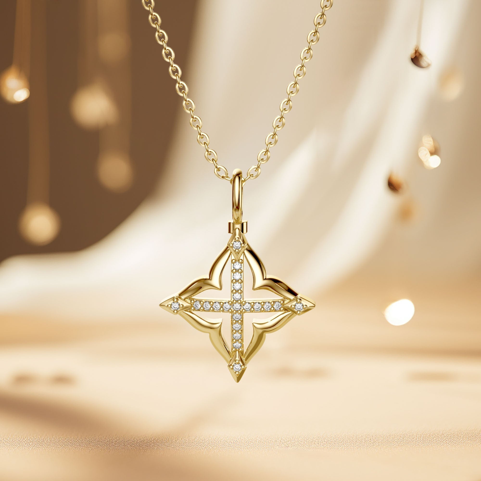 Lucky Four-Leaf Clover Cross Amulet Pendant Necklace