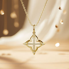 Lucky Four-Leaf Clover Cross Amulet Pendant Necklace