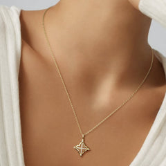 Lucky Four-Leaf Clover Cross Amulet Pendant Necklace