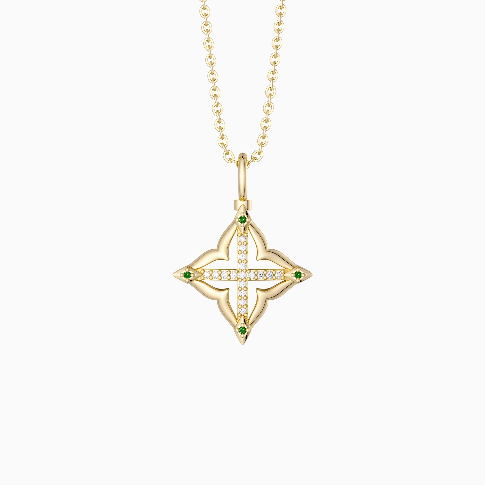 Lucky Four-Leaf Clover Cross Amulet Pendant Necklace