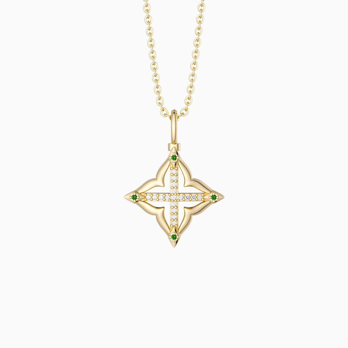 Lucky Four-Leaf Clover Cross Amulet Pendant Necklace