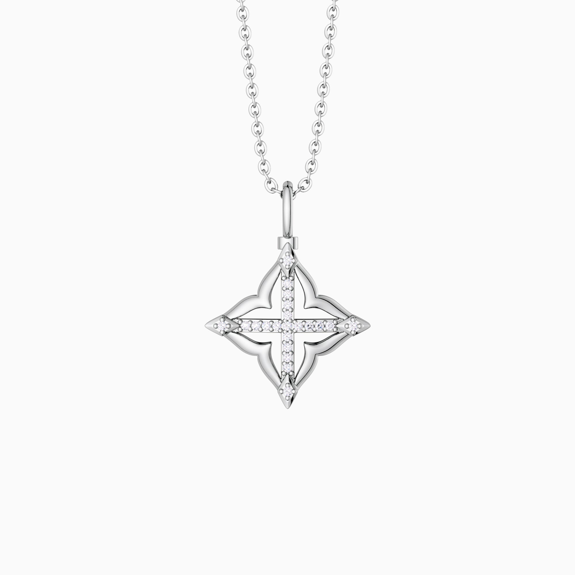 Lucky Four-Leaf Clover Cross Amulet Pendant Necklace