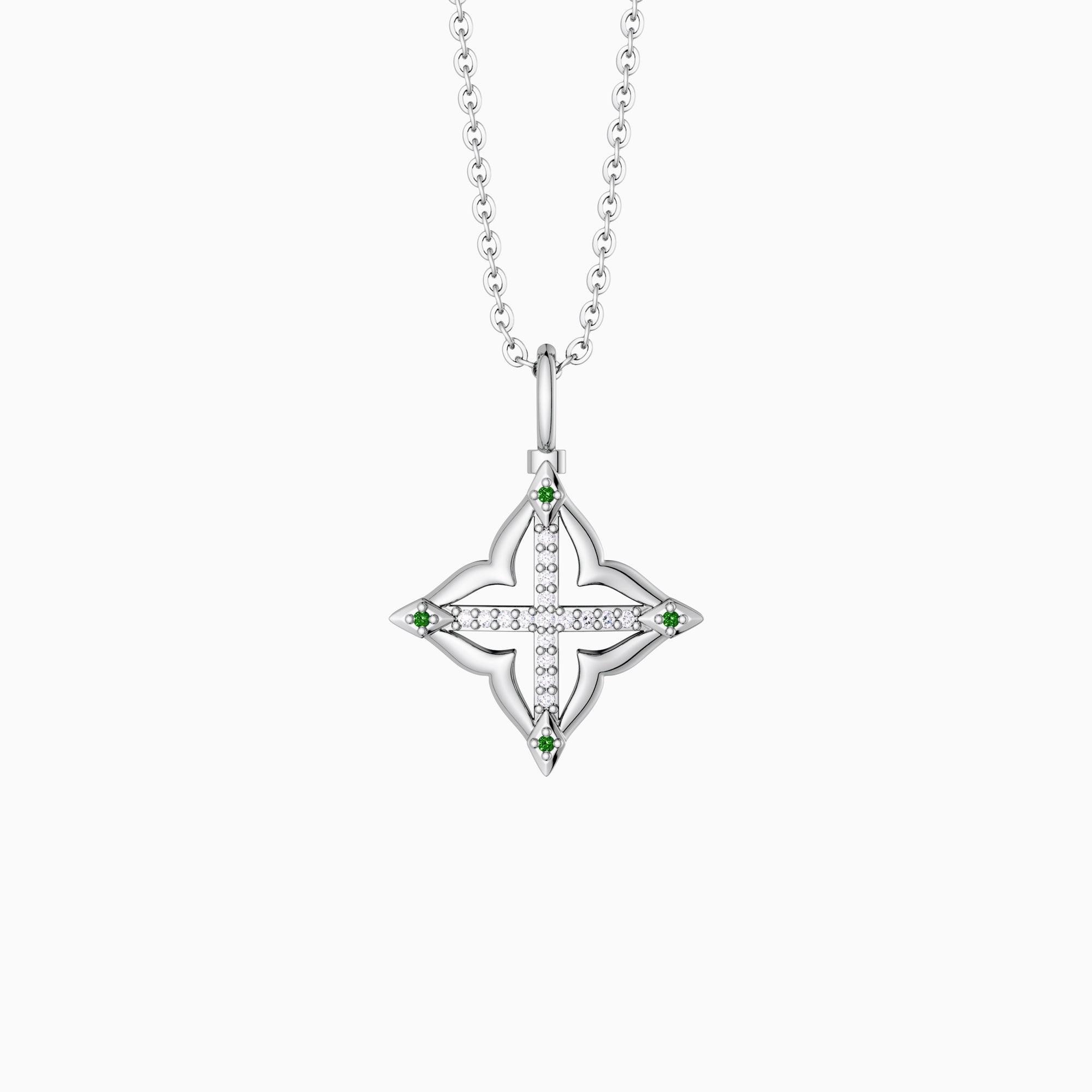 Lucky Four-Leaf Clover Cross Amulet Pendant Necklace