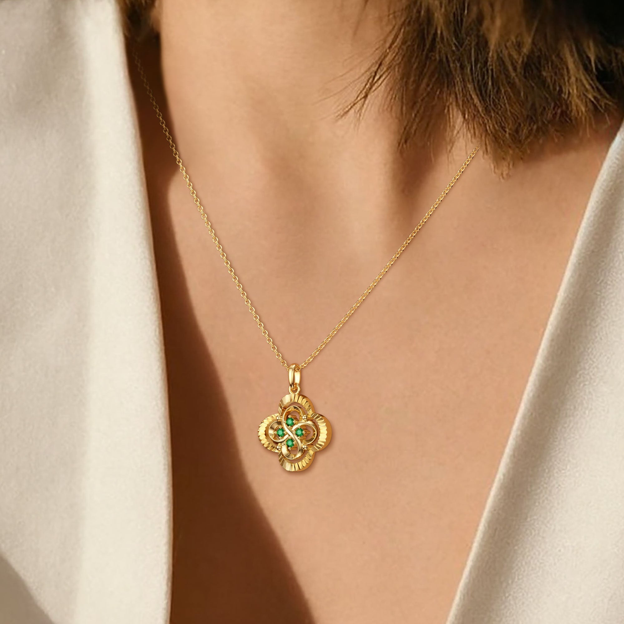 Infinite Clover Charm Pendant Necklace