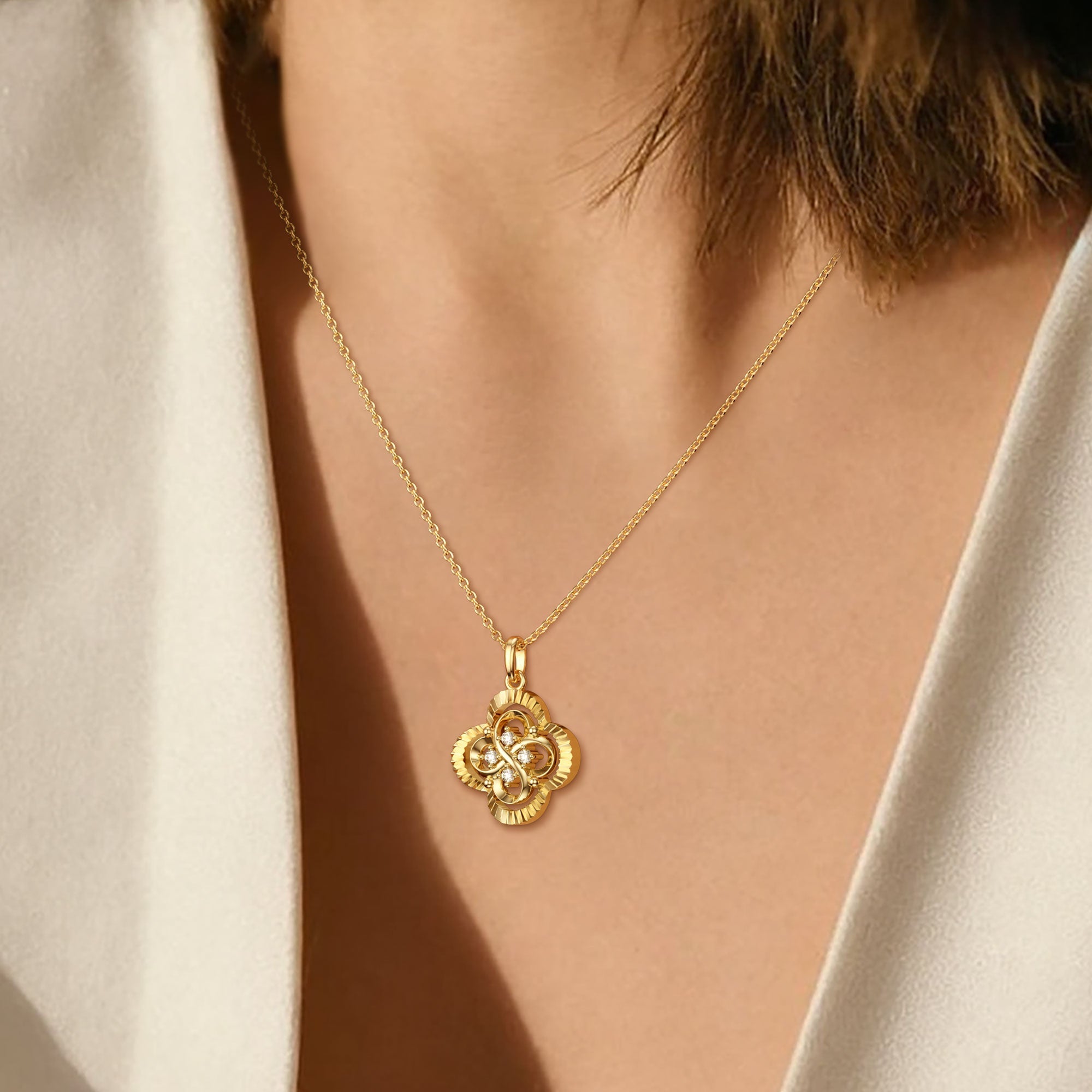 Infinite Clover Charm Pendant Necklace