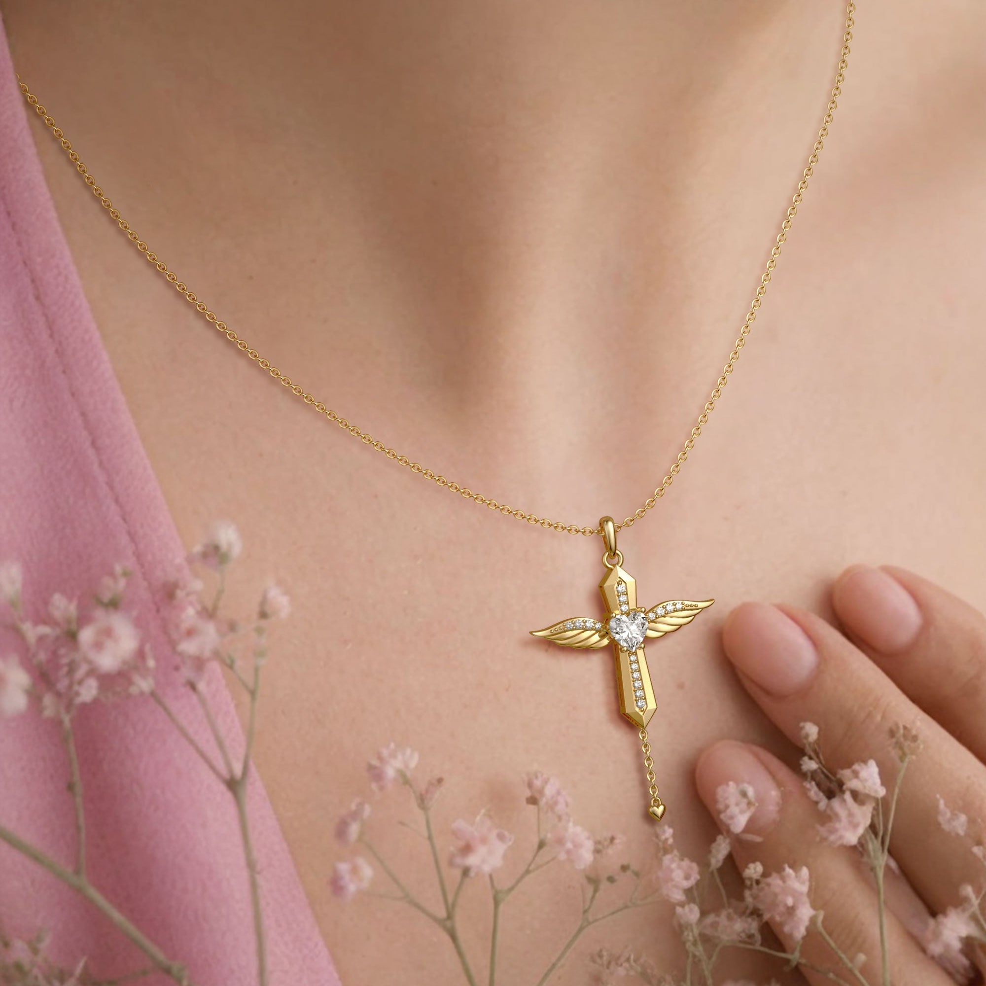 Angel Wings Dancing Love Pendant Necklace