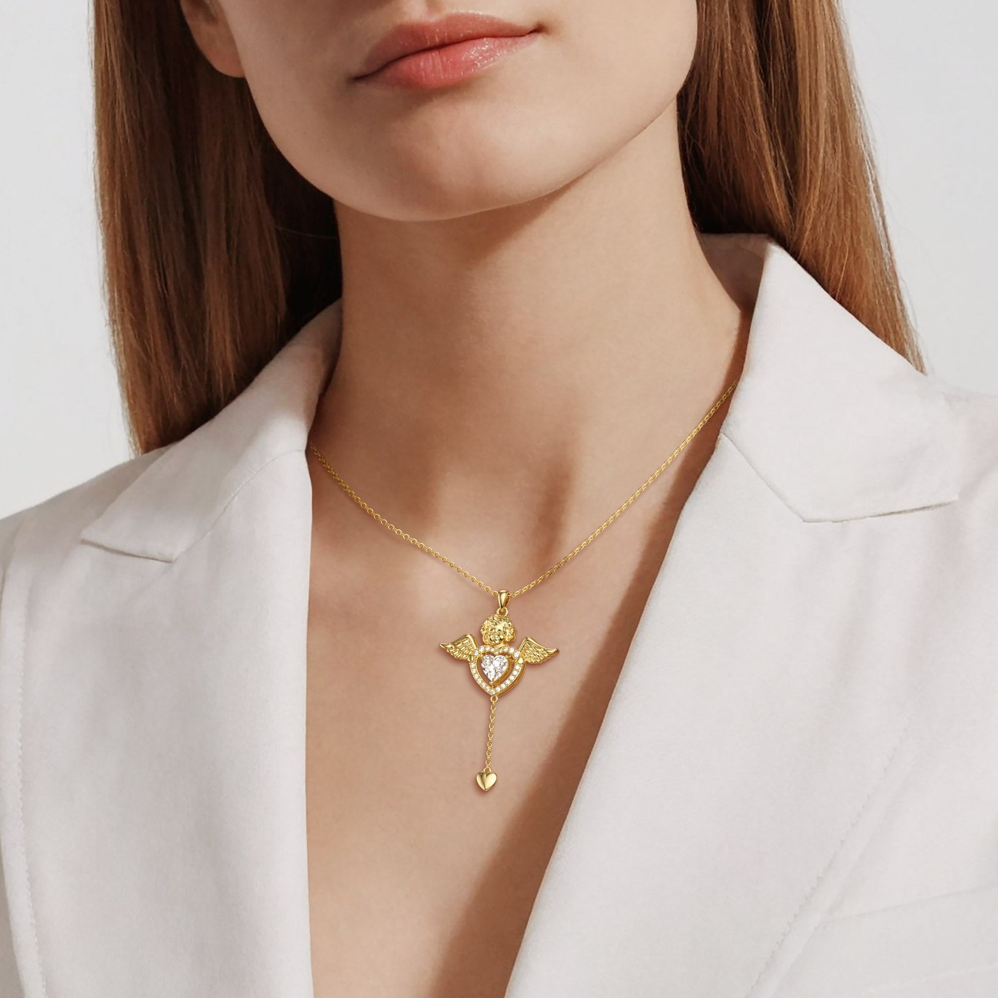 Cherub's Whisper Dancing Love Pendant Necklace