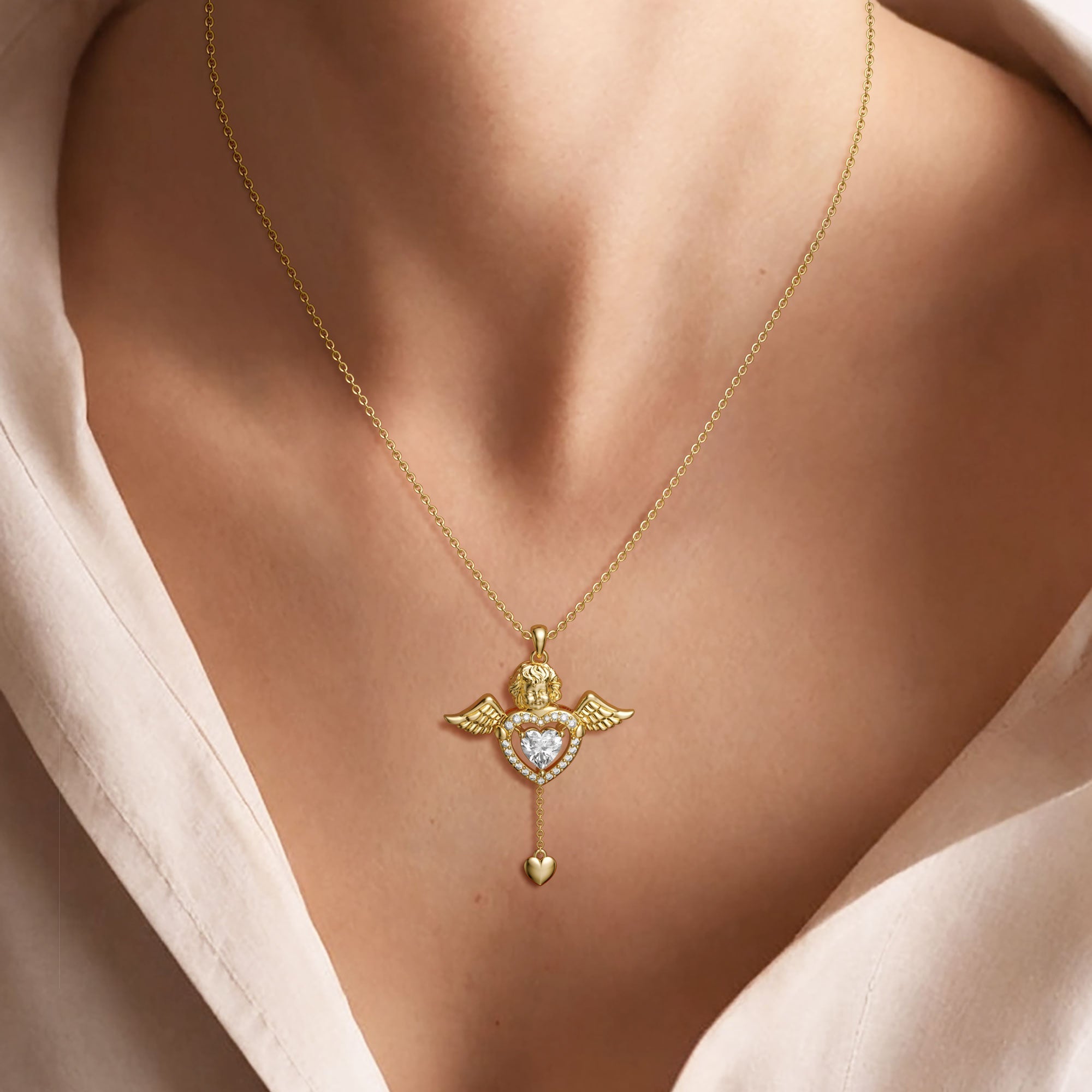 Cherub's Whisper Dancing Love Pendant Necklace