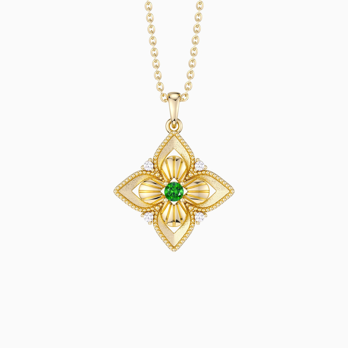 Lucky Radiance Clover Charm Milgrain Pendant Necklace